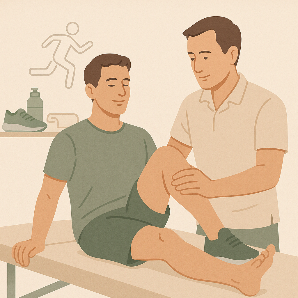 Sportif en séance d’ostéopathie – accompagnement pour prévenir les blessures et améliorer la récupération.